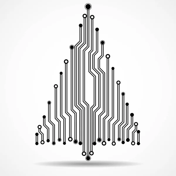 Technologie abstraite Arbre de Noël, circuit imprimé noir — Image vectorielle