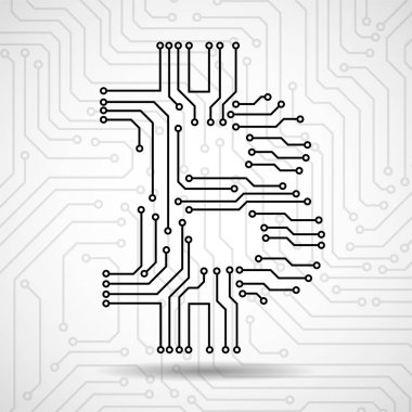 Devre panosunu soyut teknoloji işareti bitcoin. Vektör