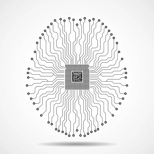 Abstracte technologische hersenen. CPU. Printplaat. Vector — Stockvector