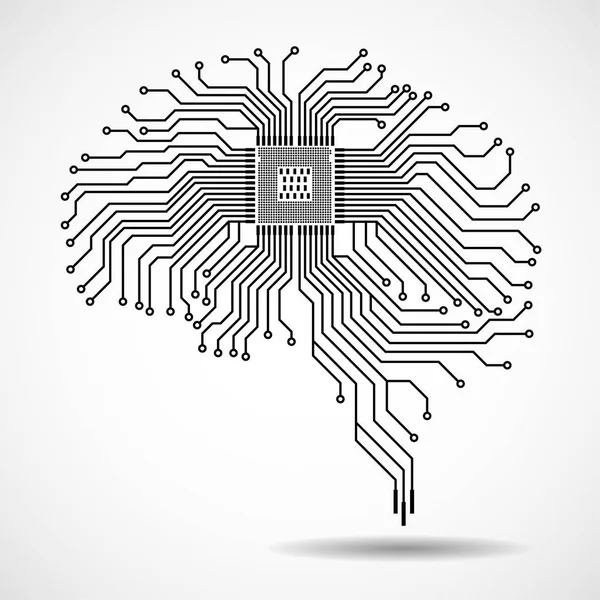 Abstract technological brain. Cpu. Circuit board. Vector — Stock Vector