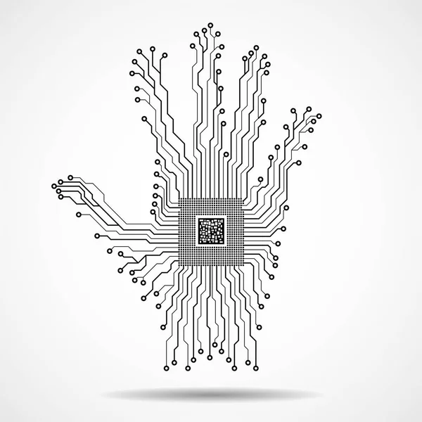 Main abstraite. Cpu. Circuit. Illustration vectorielle. Eps 10 — Image vectorielle