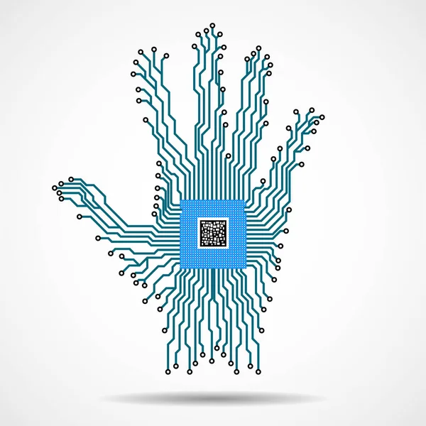 Main abstraite. Cpu. Circuit. Illustration vectorielle. Eps 10 — Image vectorielle