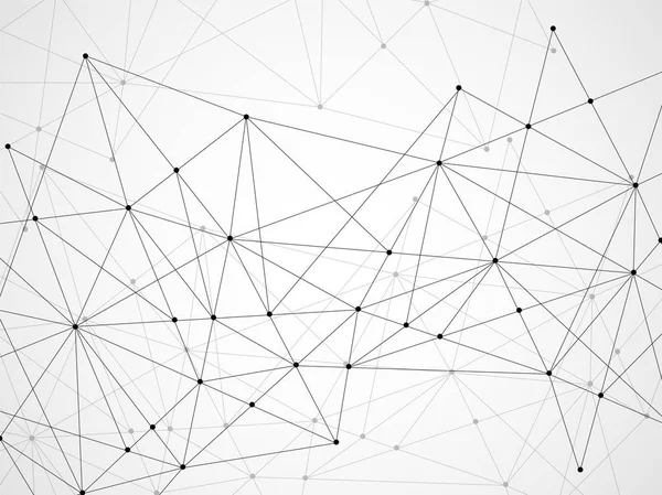 Fond géométrique abstrait avec points et lignes de connexion. Concept de technologie moderne. Structure polygonale — Image vectorielle