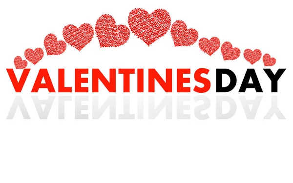 Banner with Valentines day text in mirror reflection on white background — Stock Vector