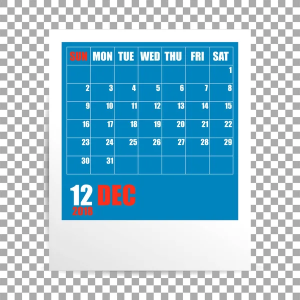 Dezembro 2018 moldura da foto do calendário em fundo transparente. Montanha de inverno. Vetor —  Vetores de Stock