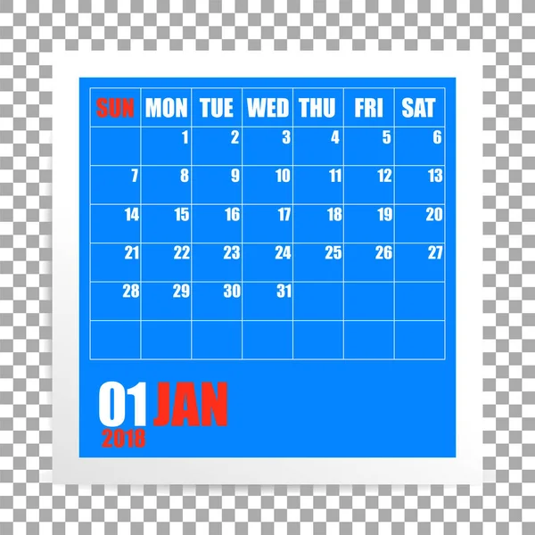 Janeiro 2018 moldura da foto do calendário em fundo transparente. Montanha de inverno. Vetor —  Vetores de Stock