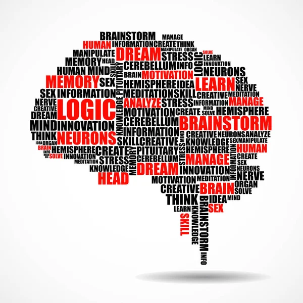 Abstract silhouette human brain of words. Vector illustration. Eps 10 — Stock Vector