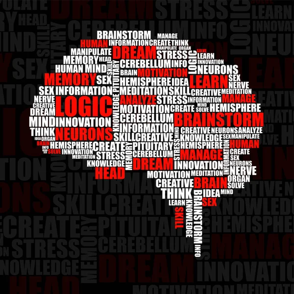 Silueta abstracta cerebro humano de palabras. Ilustración vectorial. Eps 10 — Vector de stock