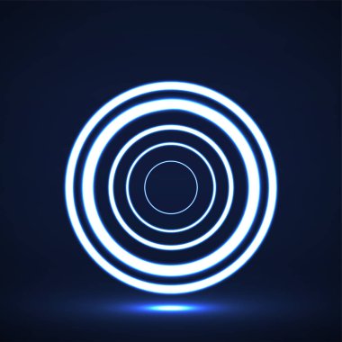 Soyut neon daireler, geometrik logo. Vektör