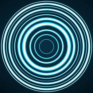 Arka plan parlayan çevrelerin. Neon logo. Vektör