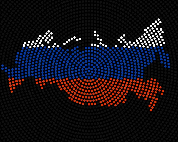 Mapa abstracto Rusia de puntos radiales con bandera dentro — Vector de stock