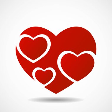 Beyaz arka plan üzerinde izole büyük kırmızı kalp. Vektör simgesi