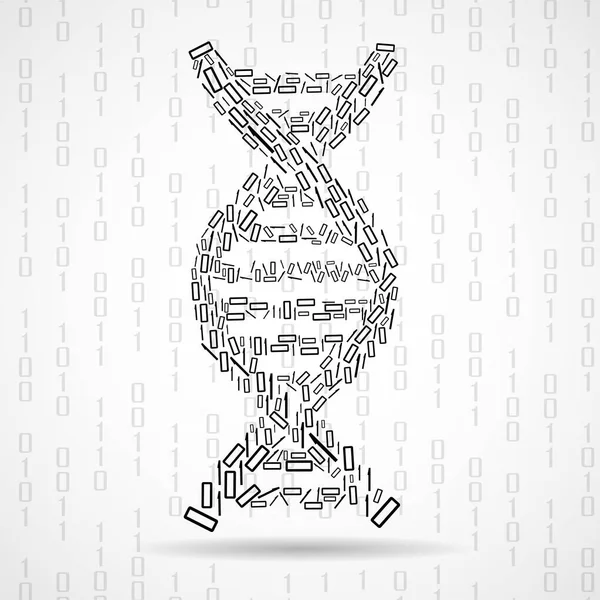 Espiral abstracta de código binario de ADN, modelo de tecnología — Archivo Imágenes Vectoriales