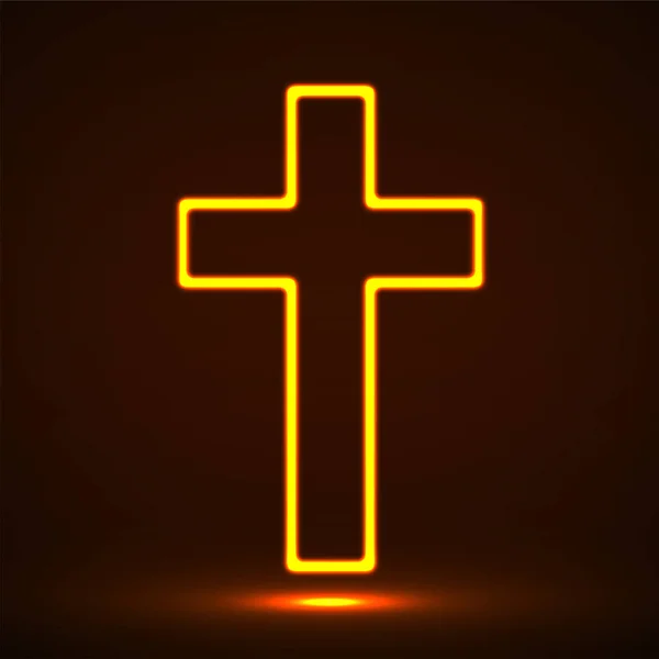 Glowing christian cross. Religious symbol. Vector illustration