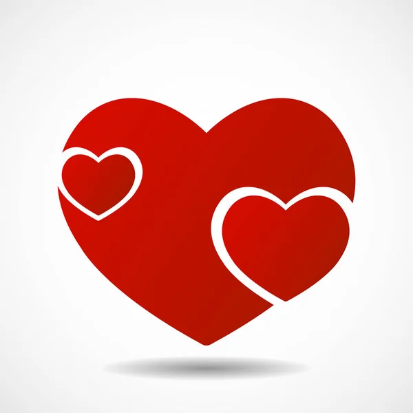 Grande cuore rosso isolato su sfondo bianco. Simbolo vettore — Vettoriale Stock