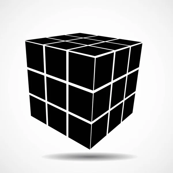 3D schwarzer geometrischer Würfel. geometrisches Element, Vektor — Stockvektor