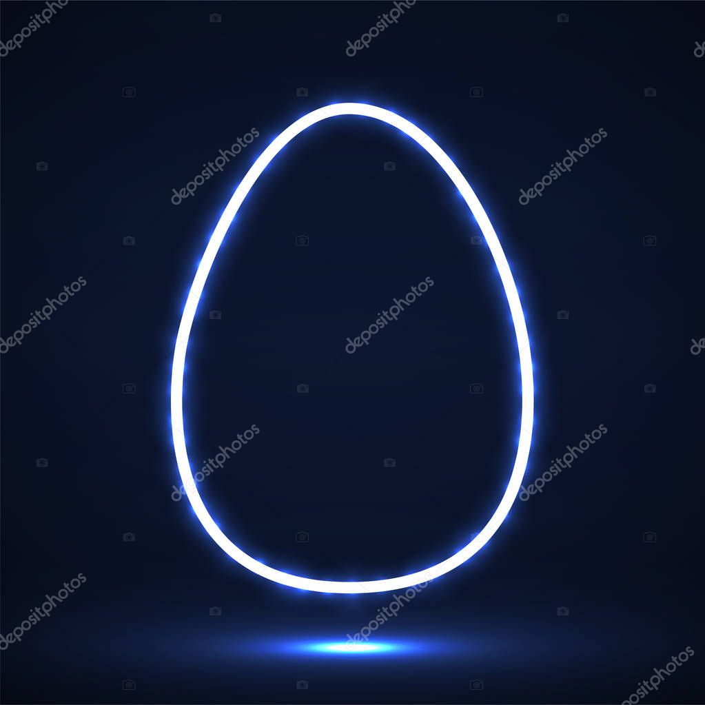 Neon sign Easter egg. Vector geometric element