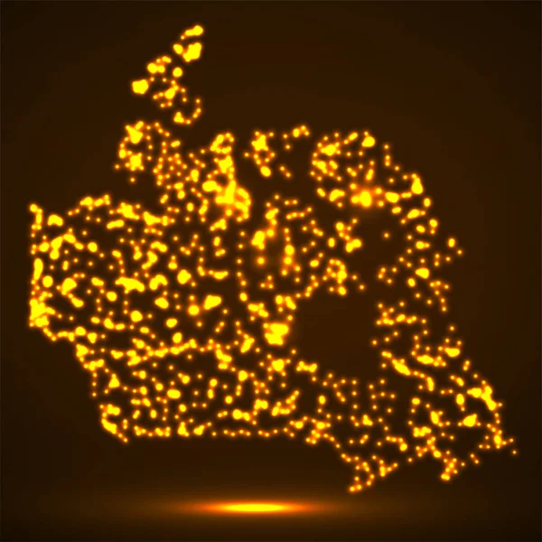 光る粒子とカナダのマップ — ストックベクタ