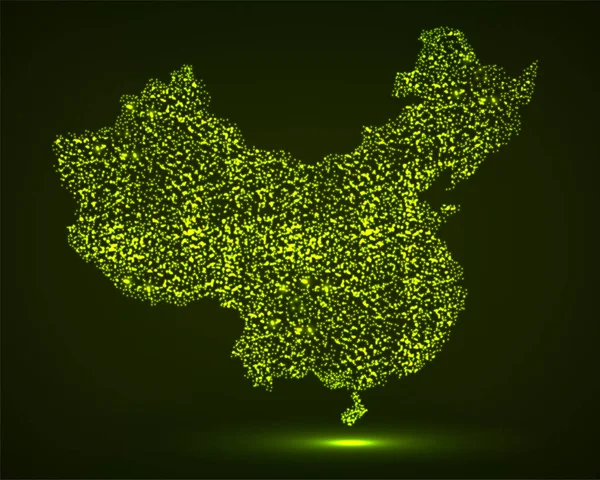 中国发光粒子与抽象的地图 — 图库矢量图片
