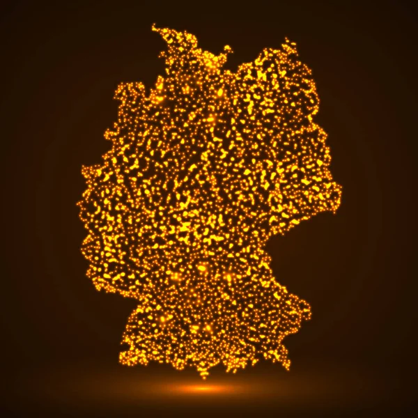 Mapa abstracto de Alemania con partículas brillantes — Vector de stock