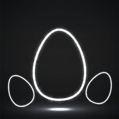 Neon parlayan Paskalya yumurtaları. Vektör geometrik öğesi