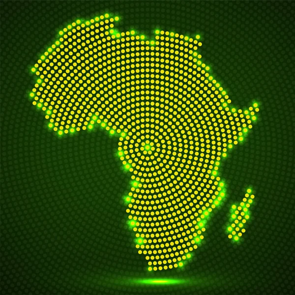 Mapa abstracto África de puntos radiales brillantes — Vector de stock