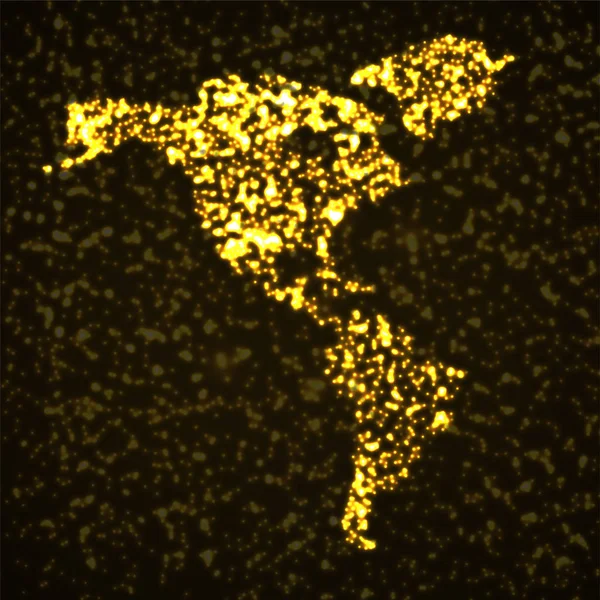 Mapa abstrato do continente americano com partículas brilhantes — Vetor de Stock