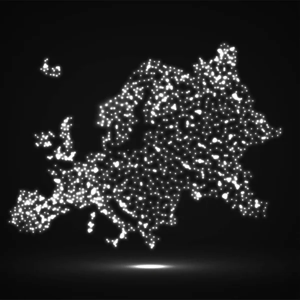 Mappa astratta dell'Europa con particelle luminose — Vettoriale Stock