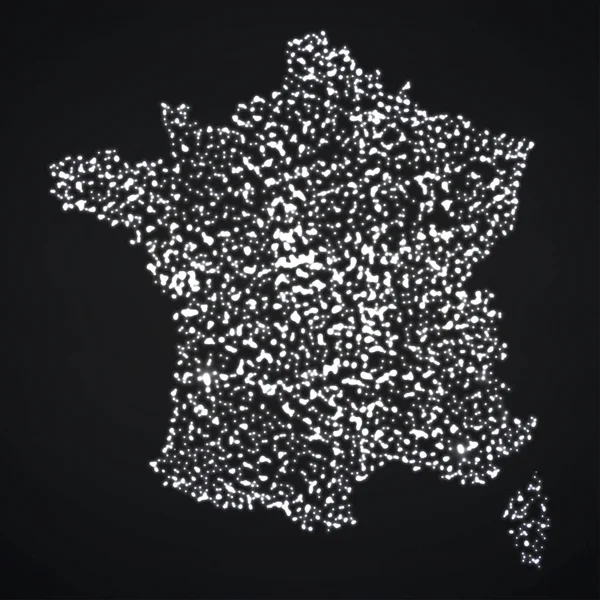Mapa abstrato da França com partículas brilhantes —  Vetores de Stock