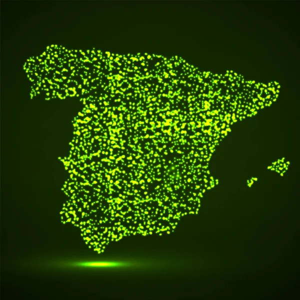 Mapa abstracto de España con partículas brillantes — Vector de stock
