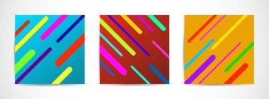 Üç vektör renkli afiş satırları ayarlayın. Geometrik tasarım broşür