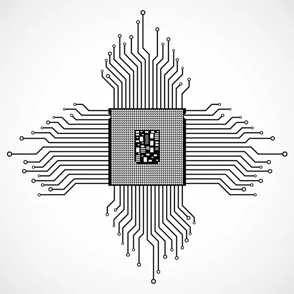 Cpu. Microprocesseur. Micropuce. Symbole technologique. Illustration vectorielle. Eps 10 — Image vectorielle