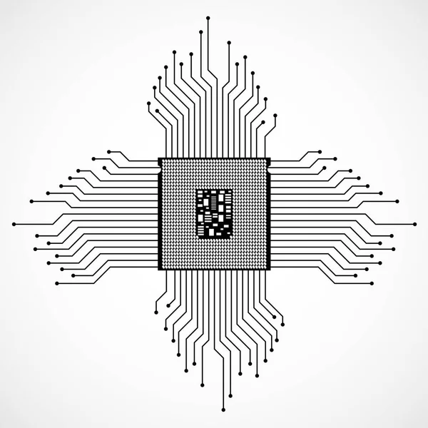 Cpu. Microprocessore. Microchip. Simbolo tecnologico. Illustrazione vettoriale. Eps 10 — Vettoriale Stock
