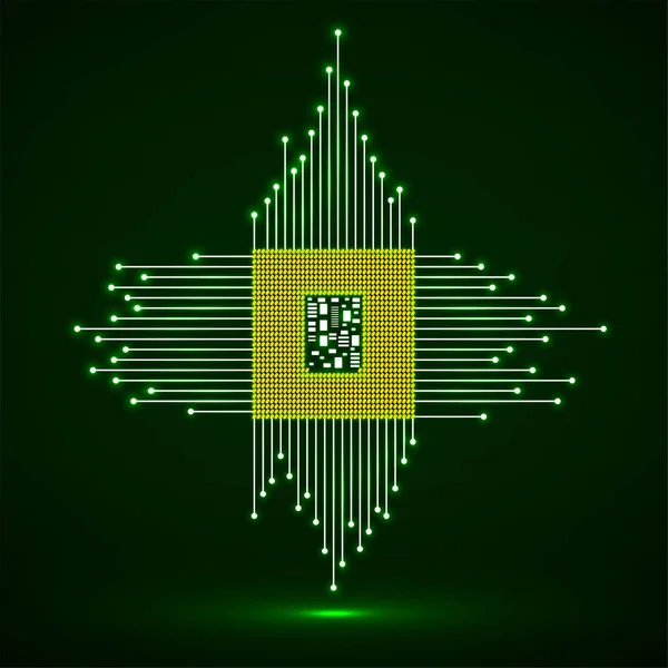 Cpu. Microprocesador. Microchip. Símbolo de tecnología de neón. Vector — Archivo Imágenes Vectoriales