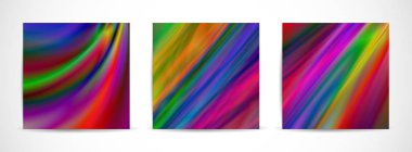 Üç vektör renkli afiş ile fütüristik dalgalı kümesi. Tasarım vektör broşürü