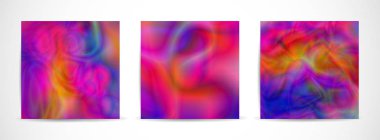 Üç vektör renkli afiş ile fütüristik dalgalı kümesi. Tasarım vektör broşürü