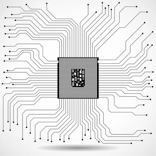 CPU. Mikroprocesor. Mikročip. Technika symbolů. Vektorové ilustrace. EPS 10 — Stockový vektor