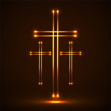 Çapraz Hıristiyan parlayan. Dini Hıristiyanlık sembolü. Vektör