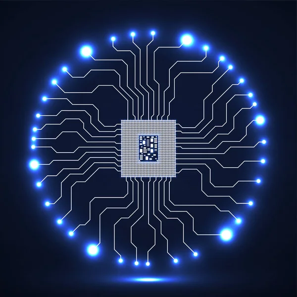 Cpu Lumineux Abstrait Microprocesseur Micropuce Carte Circuit Imprimé — Image vectorielle