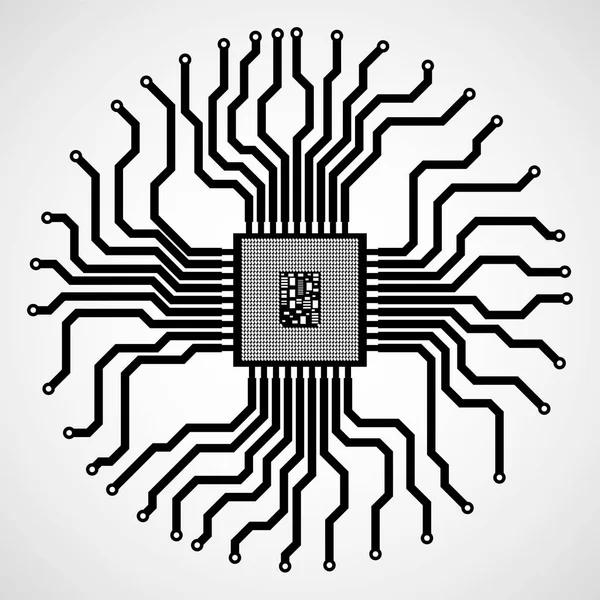 Cpu Microprocessore Microchip Circuito Illustrazione Vettoriale Eps — Vettoriale Stock