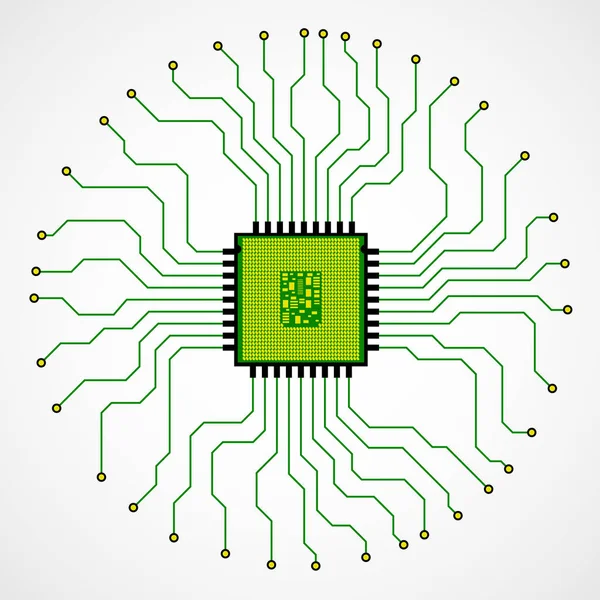 Cpu Mikroprozessor Mikrochip Leiterplatte Vektorillustration Eps — Stockvektor