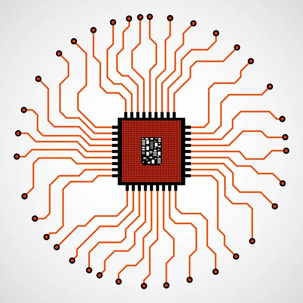 Cpu Microprocessador Microchip Placa Circuito Ilustração Vetorial Eps — Vetor de Stock