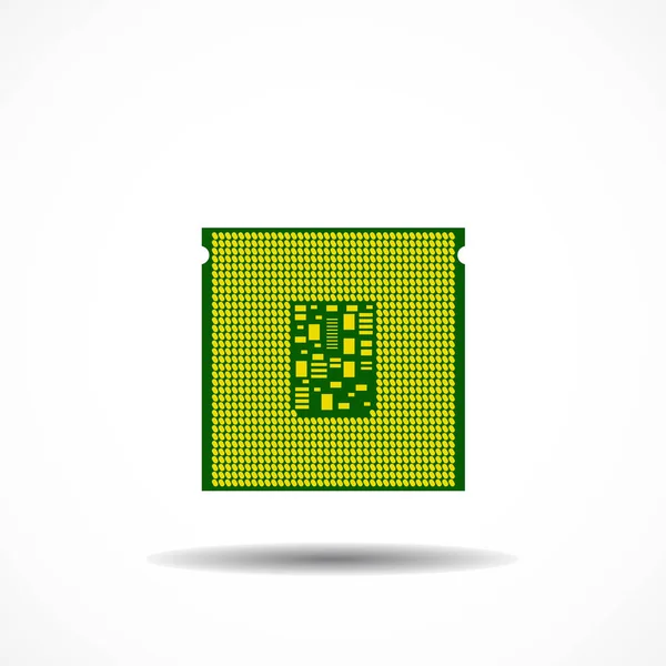 Cpu Central Processing Unit Microprocessor Microchip Geïsoleerd Witte Achtergrond — Stockvector