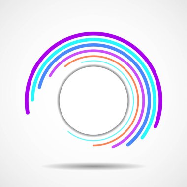 Soyut renkli teknoloji daire şeklinde spiral çizgiler, geometrik logo