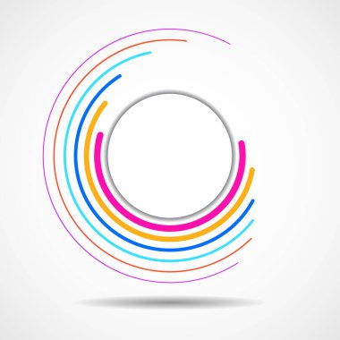 Soyut renkli teknoloji daire şeklinde spiral çizgiler, geometrik logo
