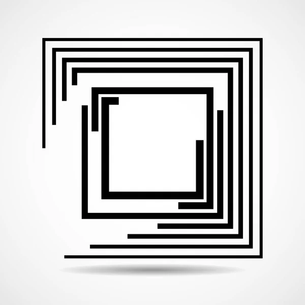 Logo quadrato astratto con linee, segno geometrico — Vettoriale Stock