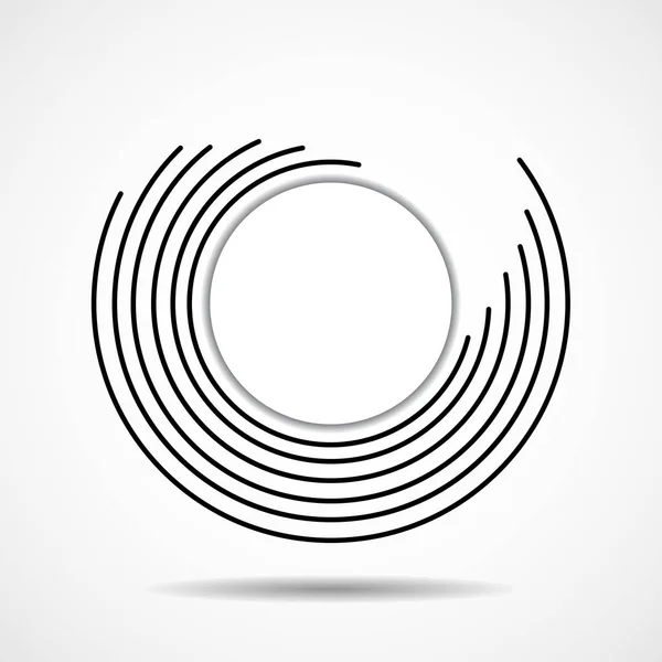 Linhas espirais de tecnologia abstrata em forma de círculo, logotipo geométrico — Vetor de Stock