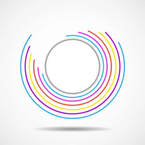 Linhas espirais de tecnologia colorida abstrata em forma de círculo, logotipo geométrico — Vetor de Stock