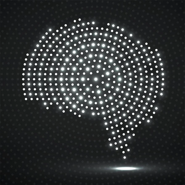 Abstract brain of glowing radial dots. Vector — Stock Vector