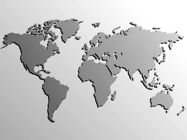 影のある抽象世界地図。紙の地図 — ストックベクタ